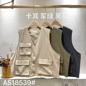เสื้อกั๊กแฟชั่นสันทนาการเสื้อกั๊กผ้าฝ้ายสีบริสุทธิ์ขนาดใหญ่ที่กำหนดเอง 18539 เสื้อกั๊ก