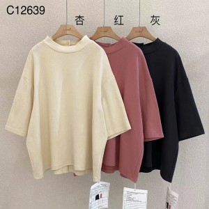 ผ้าฝ้ายและผ้าลินินผ้าฝ้ายสีทึบเสื้อกีฬา