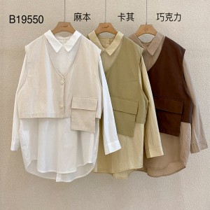 ง่ายออกแบบแฟชั่นสบายๆสีทึบลายพิมพ์สั่งตัดพิเศษ 19550 เสื้อหลวม